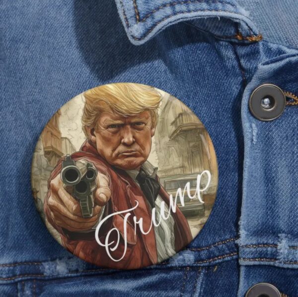 Patriotic Political Button for Inauguration Day, Donald Trump Western Cowboy Round Pin