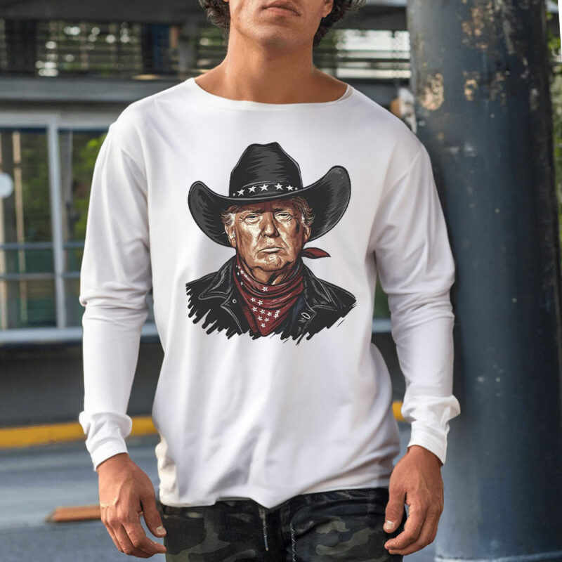 Trump 2024: Cowboy Outlaw Flag T-Shirt for True Patriots 16 Trump 2024 President Cowboy Outlaw Flag T-Shirt