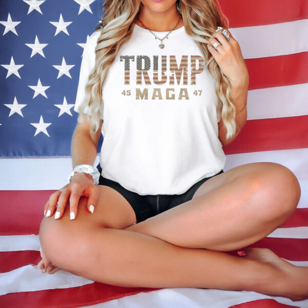 Trump 45-47 MAGA US Flag T-Shirt