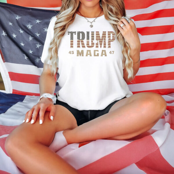 Trump 45-47 MAGA US Flag T-Shirt