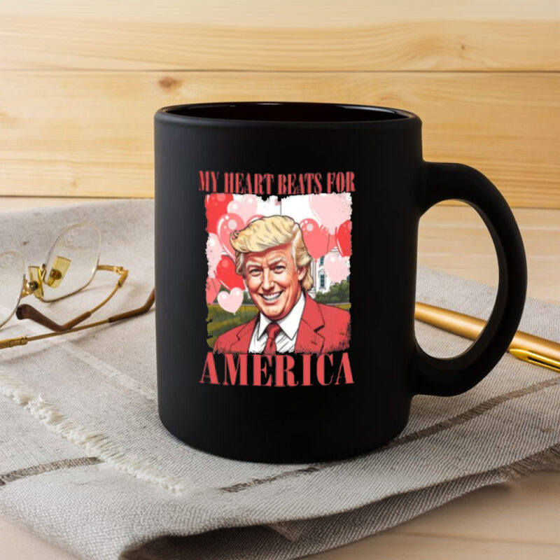 Patriotic Trump Love Mug: My Heart Beats for America 8 Trump Love Mug, My Heart Beats For America Mug