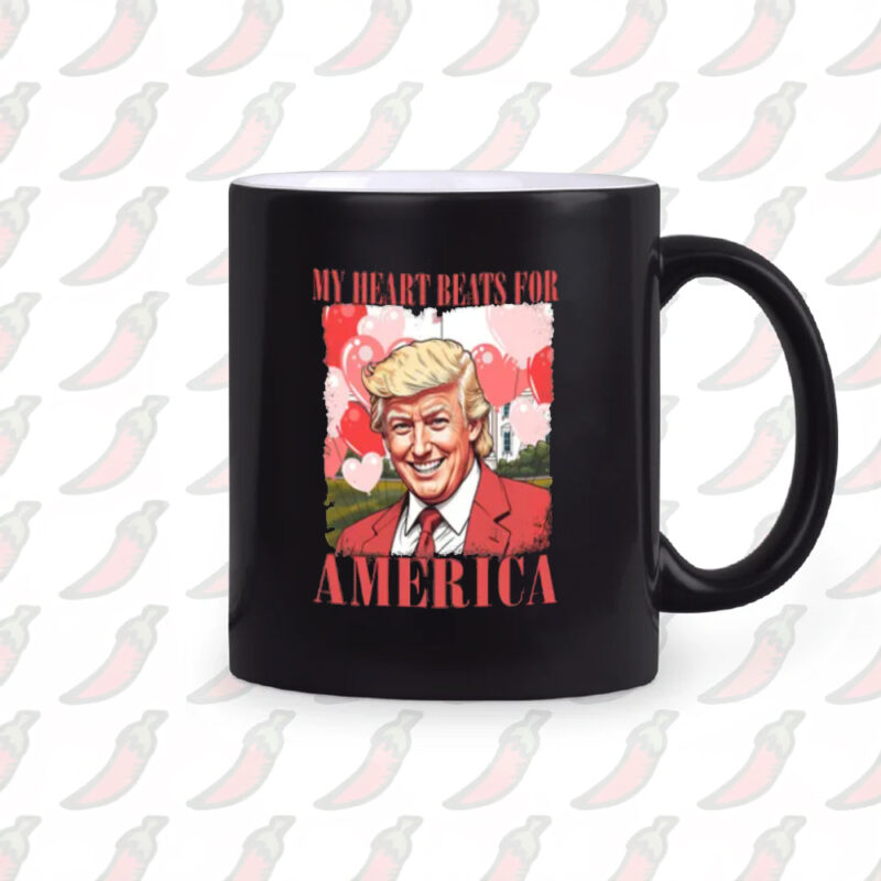 Patriotic Trump Love Mug: My Heart Beats for America 10 Trump Love Mug, My Heart Beats For America Mug2