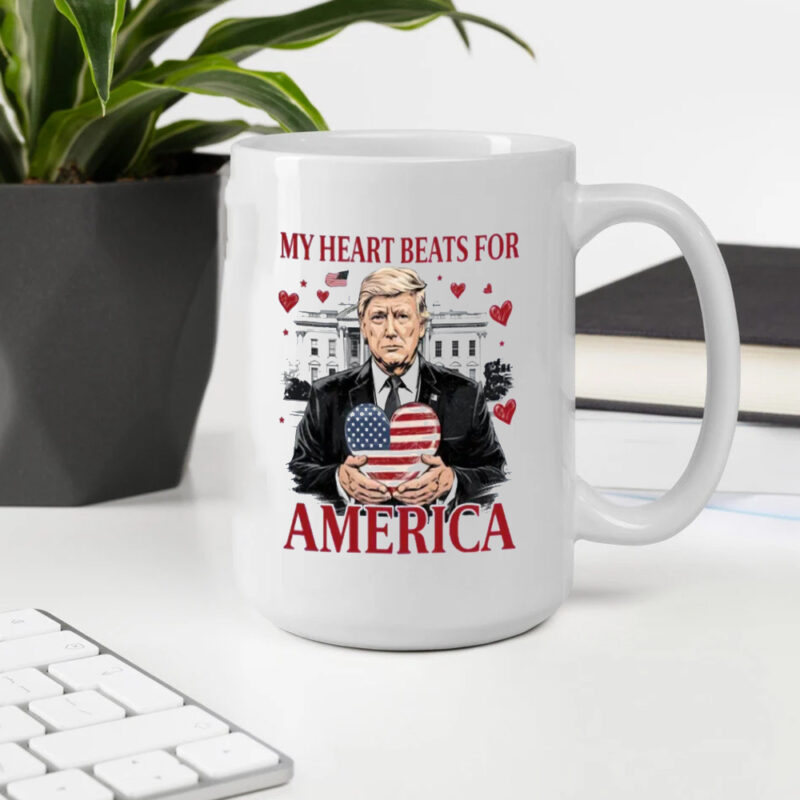 Patriotic Trump Mug: Show Your Love for America 10 Trump My Heart Beats for America Mug2