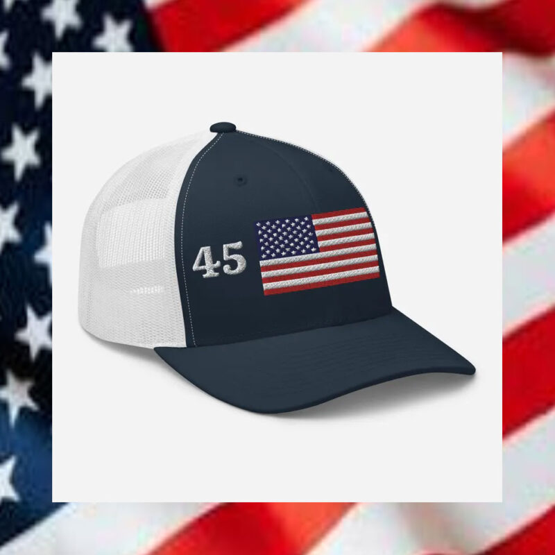 Patriotic Pride: 45 47 American Flag Trucker Hat for Trump Supporters 10 45-47-American-Flag-Trucker-Hat-President-Trump-Hat2
