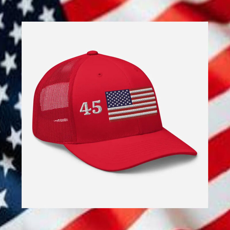 Patriotic Pride: 45 47 American Flag Trucker Hat for Trump Supporters 11 45-47-American-Flag-Trucker-Hat-President-Trump-Hat3