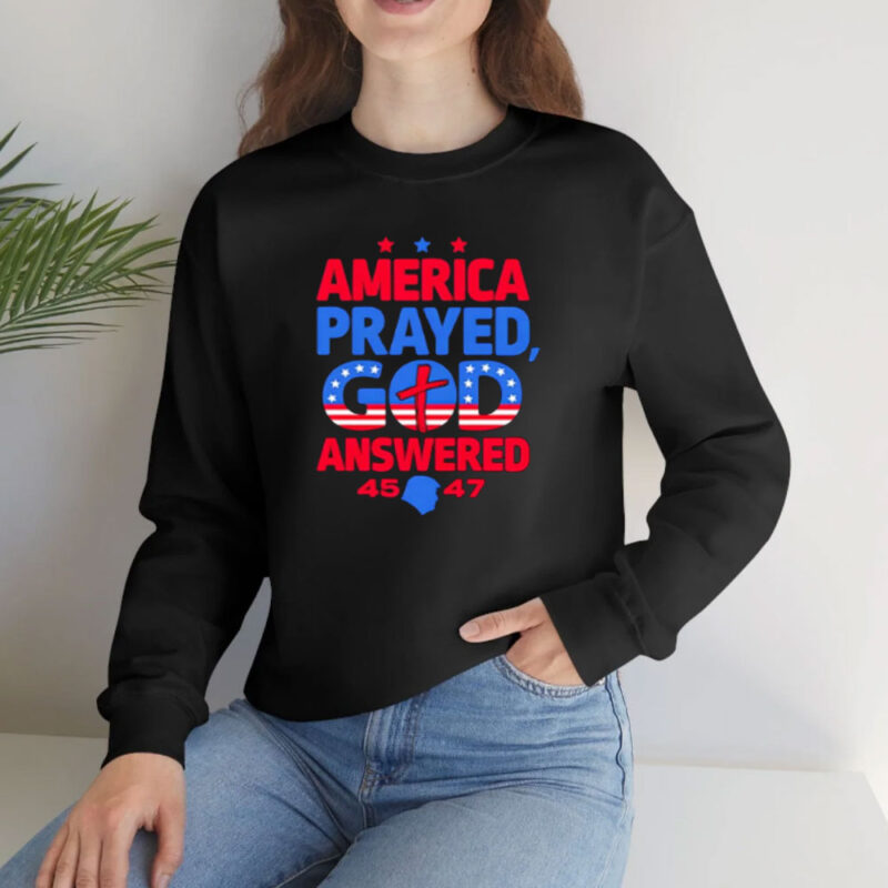 America's Prayers Answered: Donald Trump 45 47 Commemorative Shirt 10 America-Prayed-God-Answered-Donald-Trump-45-47-shirt2