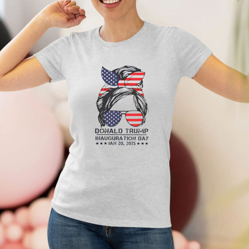 Inauguration Day 2025: Trump Girl Messy Bun T-Shirt for the Ultimate Patriot 8 Hot-Inauguration-Day-2025-Funny-Trump-Girl-Messy-Bun-T-Shirt