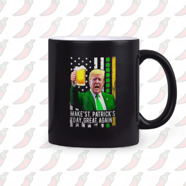 Retro Trump Drinking Beer USA Flag Make St Patrick's Day Great Again Mug2