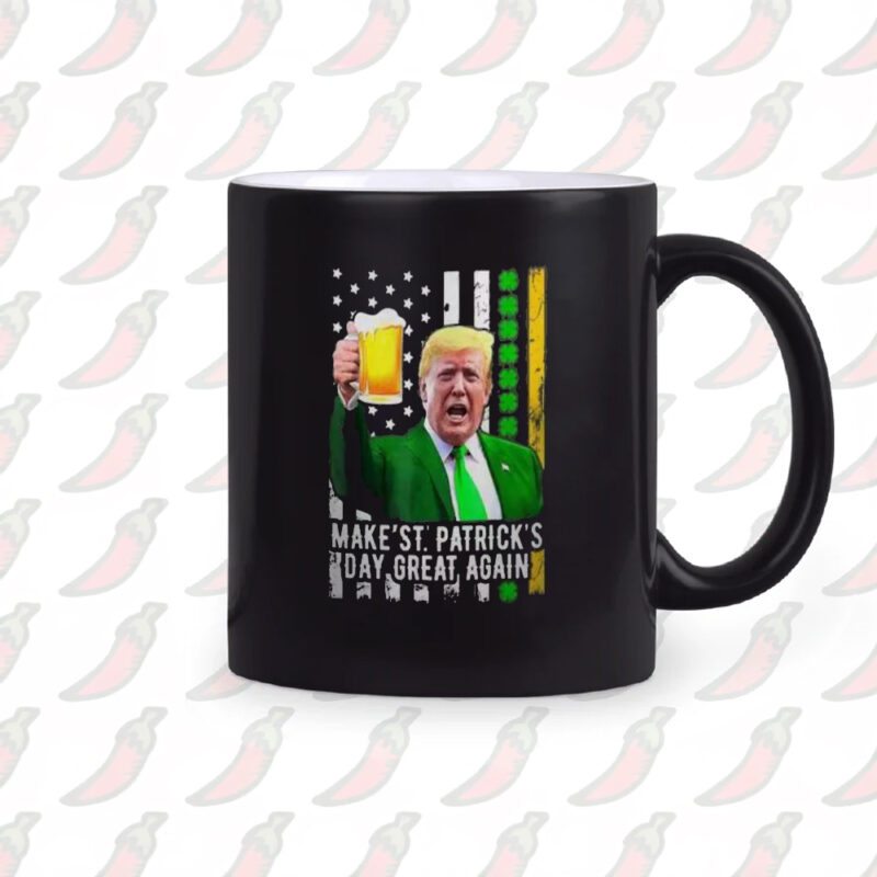 Celebrate St. Patrick's Day with Trump: Retro Beer Mug for a Great America 10 Retro Trump Drinking Beer USA Flag Make St Patrick's Day Great Again Mug2