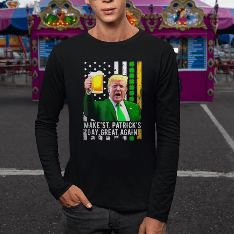 Retro Trump Beer USA Flag St. Patrick's Day Great Again T-shirt 9 Retro Trump Drinking Beer USA Flag Make St Patrick's Day Great Again Tshirt1