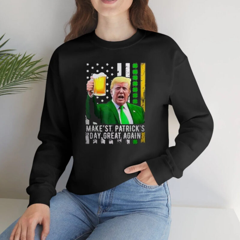 Retro Trump Beer USA Flag St. Patrick's Day Great Again T-shirt 10 Retro Trump Drinking Beer USA Flag Make St Patrick's Day Great Again Tshirt2