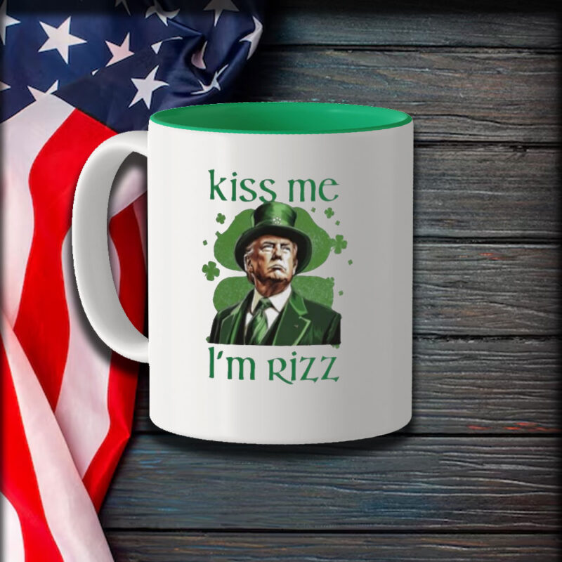 Kiss Me I'm Rizz: Trump 2025 St. Patrick's Day Mug 9 Trump-2025-St-Patrick’s-Day-Kiss-Me-I’m-Rizz-Mug1