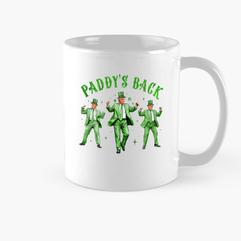 Trump St. Patrick's Day Mug: Celebrate with Dancing Trump and Shamrocks 8 Trump Funny St Patricks Day Mug, St Pattys Day Dancing Trump,Trump Shamrock Mug