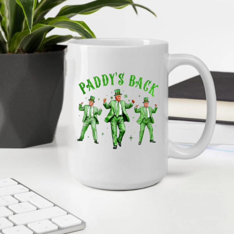 Trump St. Patrick's Day Mug: Celebrate with Dancing Trump and Shamrocks 10 Trump Funny St Patricks Day Mug, St Pattys Day Dancing Trump,Trump Shamrock Mug2