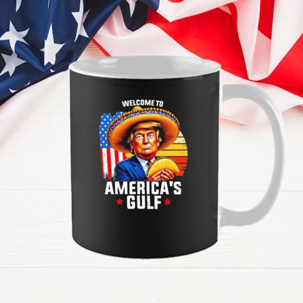 Welcome to Americas Gulf Trump US Flag Retro Mug