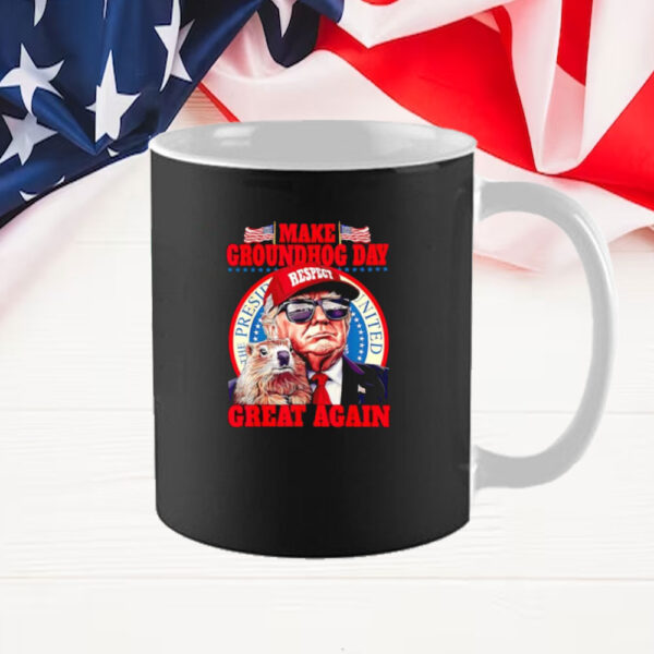 Cool Trump Groundhog Make Groundhog Day Great Again US Flag Mug