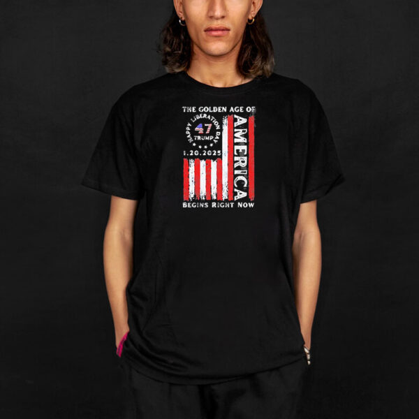 Premium The Golden Age Of America Begins Right Now Flag 2025 T-Shirt