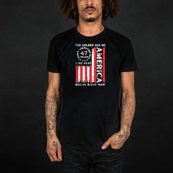 Premium The Golden Age Of America Begins Right Now Flag 2025 T-Shirt