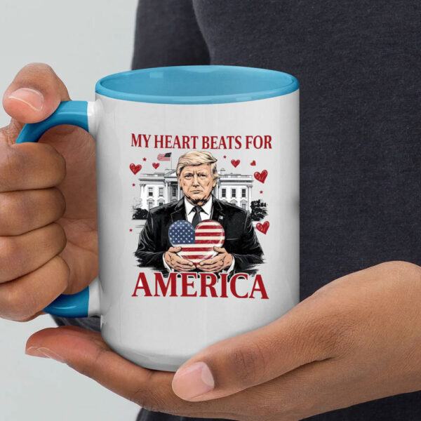 Trump My Heart Beats for America 2025 Mug, Trump Lovers and Valentine Mug